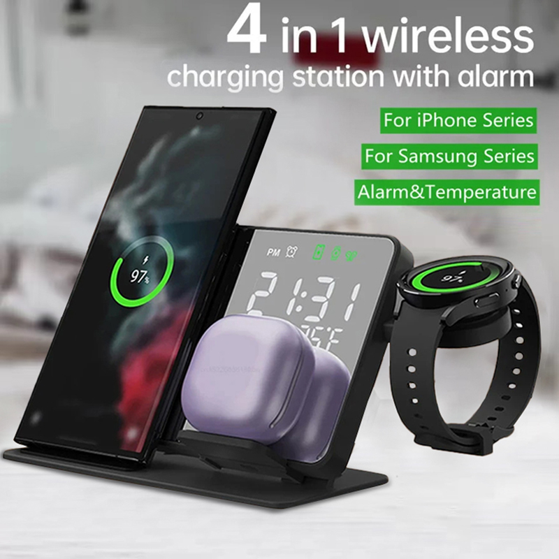 Smartwatch Ac - Draadloze oplader Wekkerstandaard Snel 4-in-1 laadstation