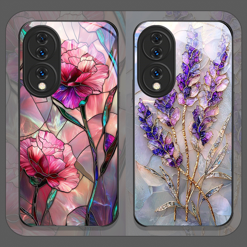 Huawei Nova 12 - Mooie Bloem Marmeren Textuur Gehard Glas