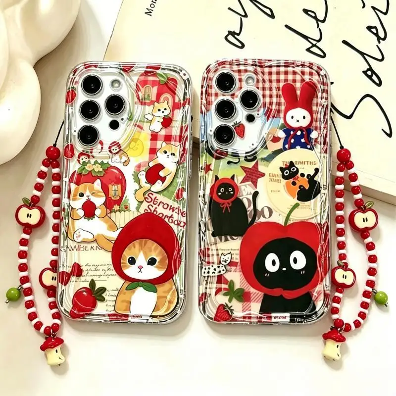 Realme C67 - Cat Red Apple Fruit Chain Case