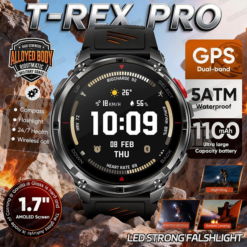 Smartwatch Touch - 2026 Nieuwe T-Rex3 Pro 1100mAh Batterij
