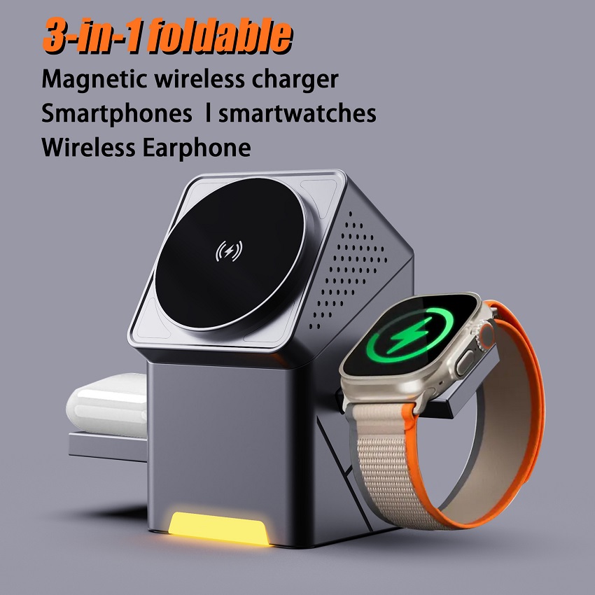 Smartwatch Ac - 3-in-1 Magnetische Draadloze Oplader Opvouwbaar 15W